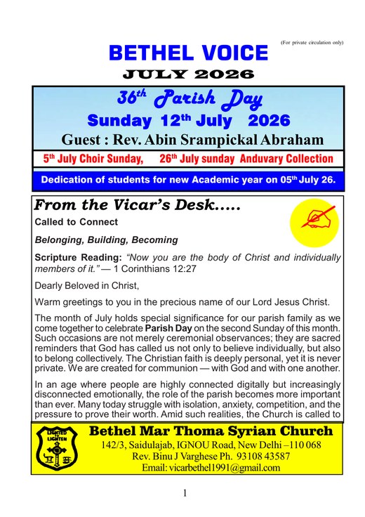 Bethel Voice — July 2026 cover
